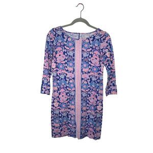 Lilly Pulitzer XS Marlowe Floral T-Shirt Dress Multicolor 3/4 Sleeve